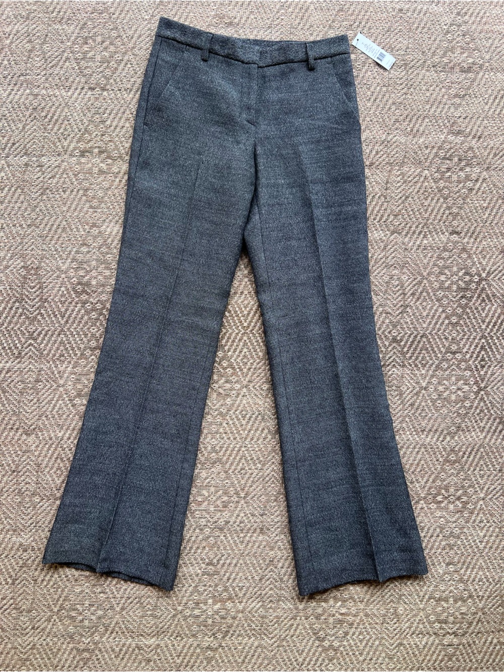NWT Theory Alleen Wool Linen Tweed Flare Trousers Pants Gray Size 8 $355